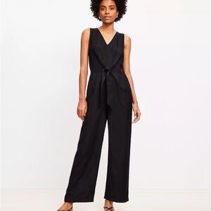 LOFT Black Tie-Front Jumpsuit